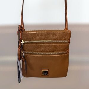 Dooney & Bourke Caramel North South Triple Zip Crossbody Bag NWT MSRP $228
